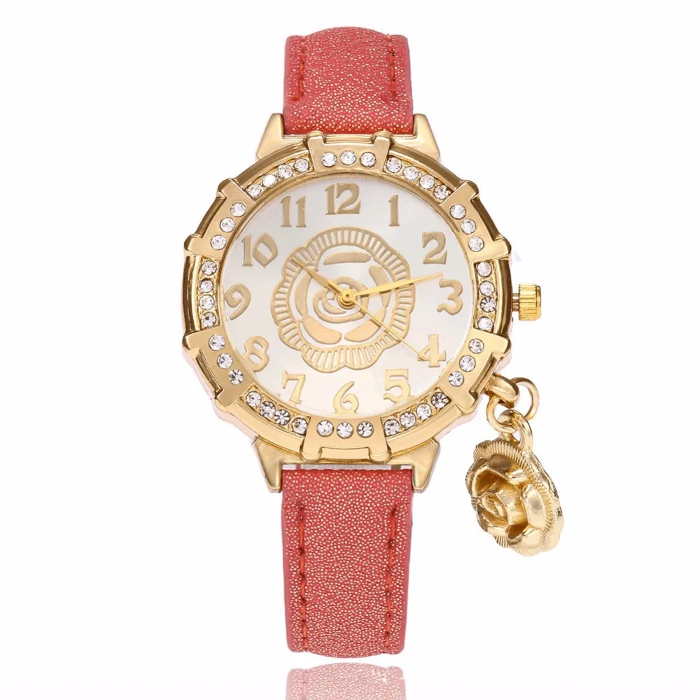 Женские часы 2017 модные повседневные женские с браслетом Роскошные Кварцевые