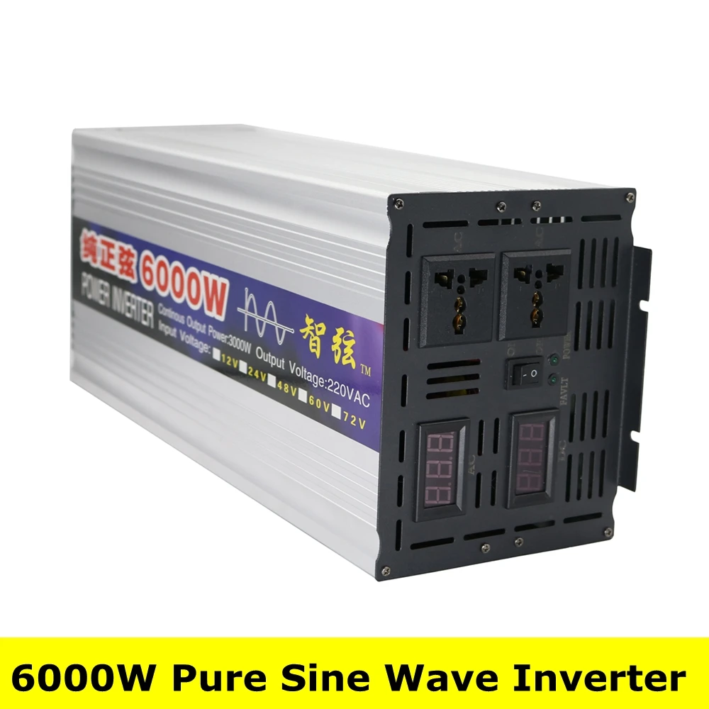 Peak 6000W Pure Sine Wave OFF Grid Inverter DC 12V/24V to AC 220V 50HZ/60HZ Power Inverter Professional Solar System Inverter
Peak 6000W Pure Sine Wave OFF Grid Inverter DC 12V/24V to AC 220V 50HZ/60HZ Power Inverter Professional Solar System Inverter
