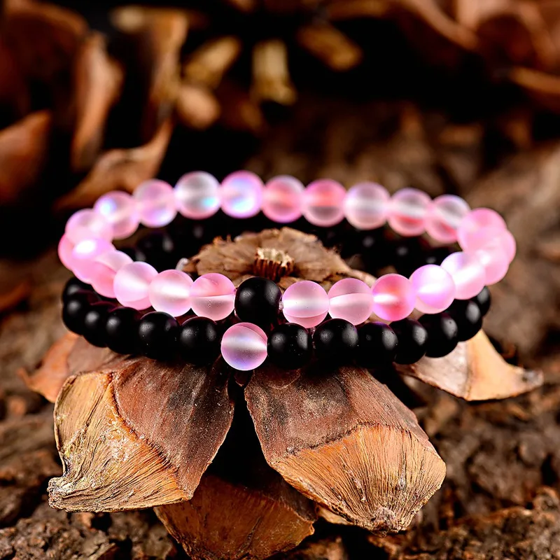 New Crystal Stone Bracelets Set For Couples Pink Black Natural Stone Bracelet Women Men Friendship Lovers Fashion Jewelry Gift
New Crystal Stone Bracelets Set For Couples Pink Black Natural Stone Bracelet Women Men Friendship Lovers Fashion Jewelry Gift