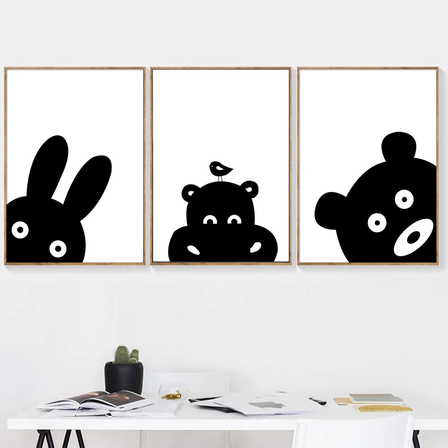 Cartoon Bear Bunny Hippo Bird Nursery Canvas Painting Black White Posters And Prints Wall Pictures Kids Room Baby Boy Room Decor
Cartoon Bear Bunny Hippo Bird Nursery Canvas Painting Black White Posters And Prints Wall Pictures Kids Room Baby Boy Room Decor