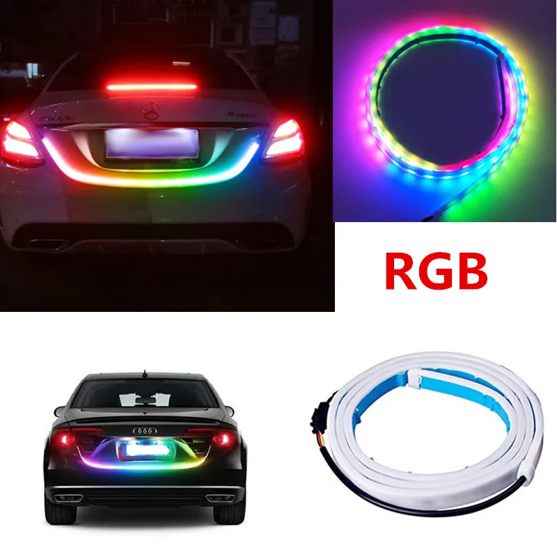 120cm RGB colorful flowing LED strip for car led trunk strip dynamic blinkers turn signal light Tail trunk LED Light for bmw
120cm RGB colorful flowing LED strip for car led trunk strip dynamic blinkers turn signal light Tail trunk LED Light for bmw