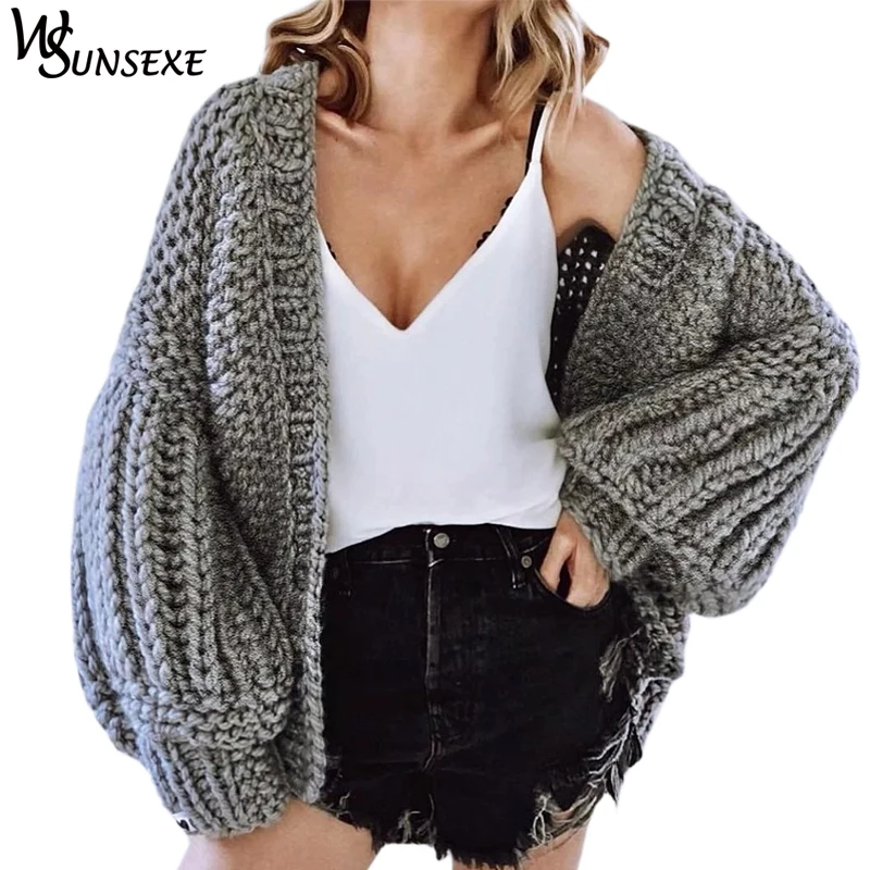 Hand Knitted Lantern Sleeve Cardigan Autumn Chic Women Lazy Sweater Winter Elegant Solid Warm Loose Open Stitch Outerwear Jumper
Hand Knitted Lantern Sleeve Cardigan Autumn Chic Women Lazy Sweater Winter Elegant Solid Warm Loose Open Stitch Outerwear Jumper