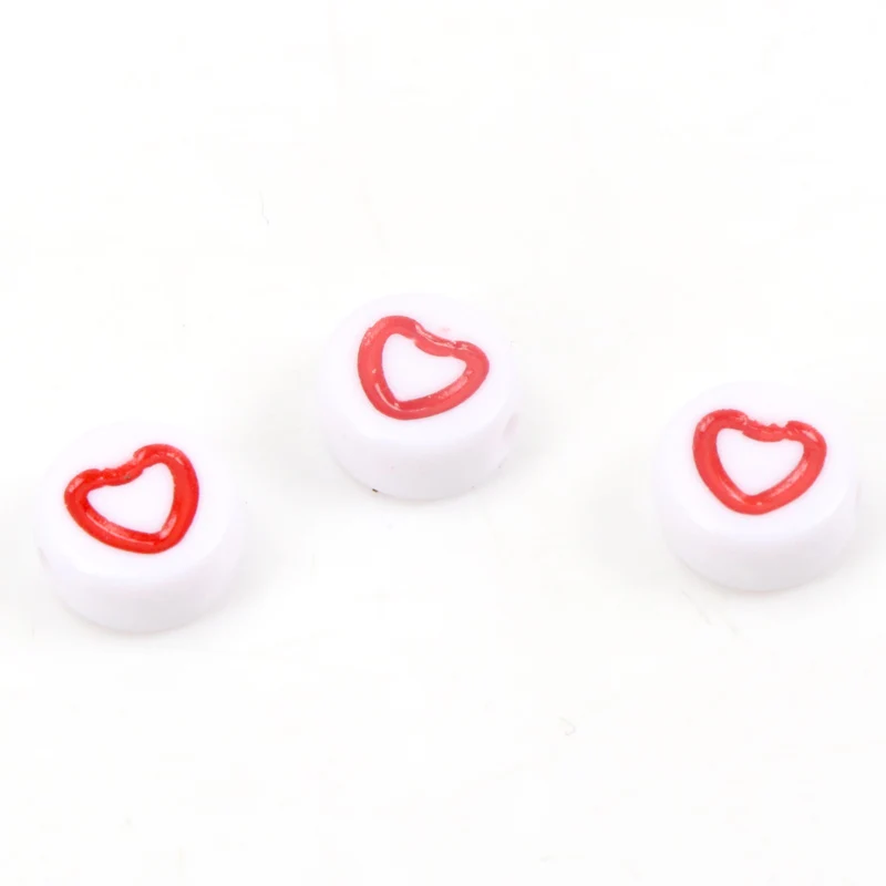 Модные Акриловые круглые шарики в форме сердца для рукоделия 100 шт. 7x4 мм - купить