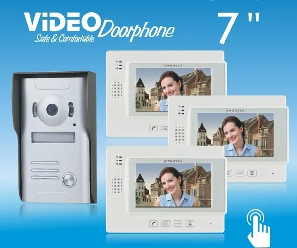 ZHUDELE HOME PRODUCT+ 7&quotcolor video door phone CCD camera touch screen can connect CCTV (1 to 3) | Безопасность и защита