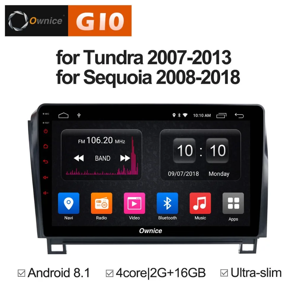 Android 8 1 четырехъядерный 2 Гб RAM + 16 ROM автомобильный DVD плеер для Toyota Tundra 2007 2013/Sequoia 2008