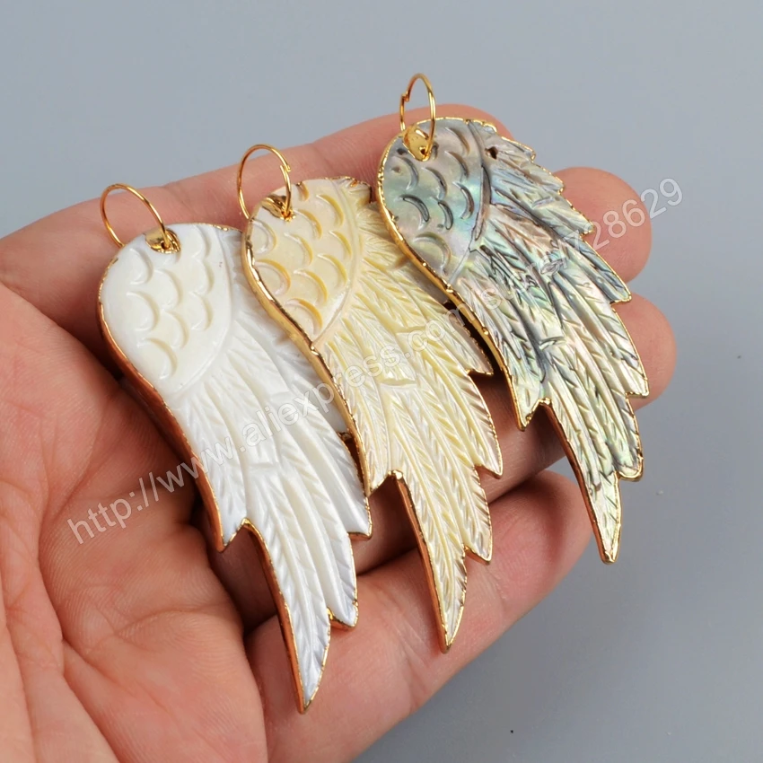 BOROSA Free shipping Natural Rainbow Shell Carved Wing Charm For Jewelry Making for beautiful Women Girls G1181
BOROSA Free shipping Natural Rainbow Shell Carved Wing Charm For Jewelry Making for beautiful Women Girls G1181
