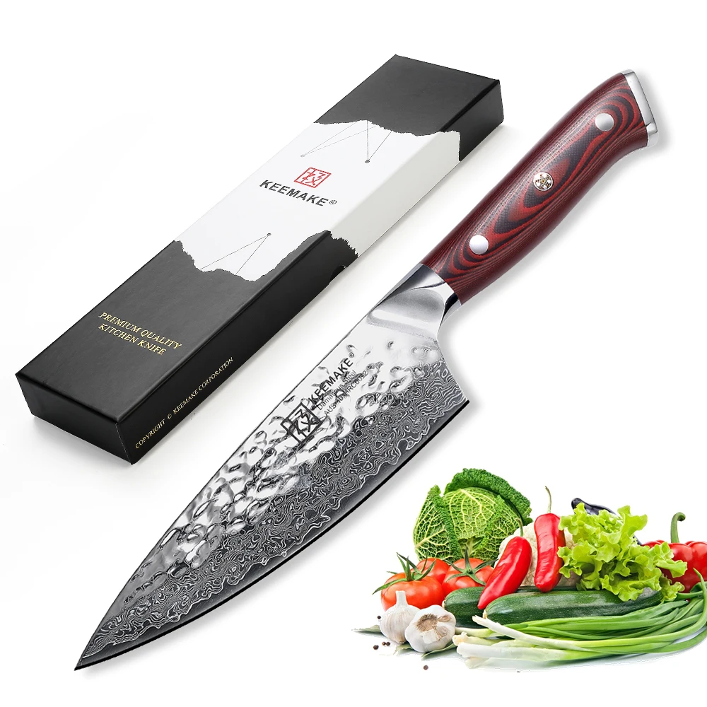 KEEMAKE 6.5 inch Chef Knife Damascus AUS-10 Steel Razor Sharp Blade Kitchen Knives Chef's Cutter Tool G10 Handle
KEEMAKE 6.5 inch Chef Knife Damascus AUS-10 Steel Razor Sharp Blade Kitchen Knives Chef's Cutter Tool G10 Handle