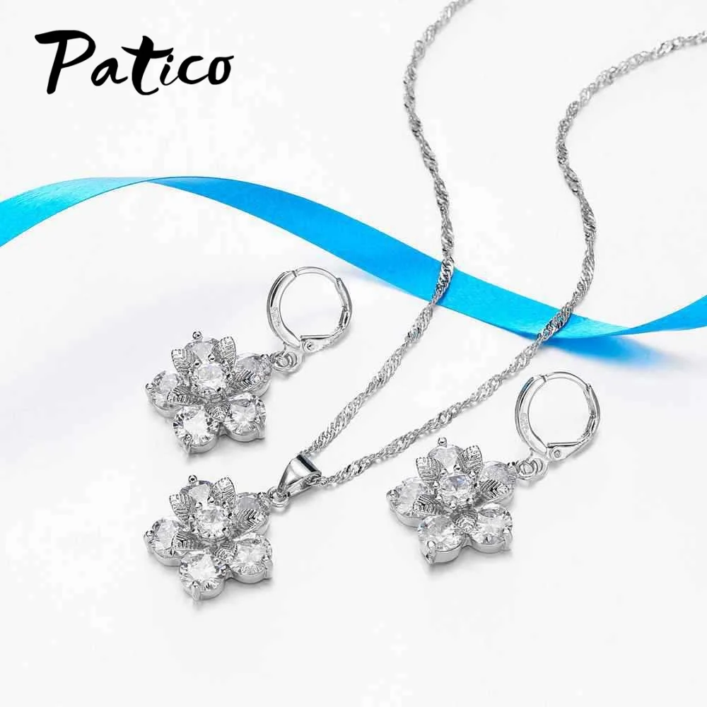 925 Sterling Silver for Women Necklace and Earrings Sets Wedding Party Jewelry Flower Crystal Shape Cubic Zirconia
925 Sterling Silver for Women Necklace and Earrings Sets Wedding Party Jewelry Flower Crystal Shape Cubic Zirconia