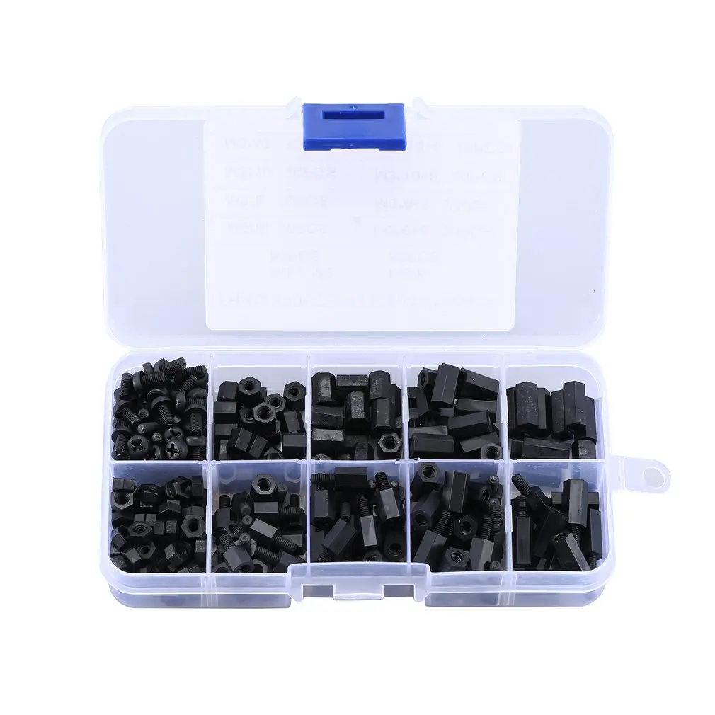 300PCS Black M3 Nylon Standoff Spacers Male Female Screw Hex Screws Nuts Repair Kits for Electronics Motherboard Fixed
300PCS Black M3 Nylon Standoff Spacers Male Female Screw Hex Screws Nuts Repair Kits for Electronics Motherboard Fixed