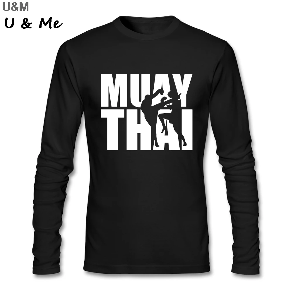 HU & GH Муай Тай футболки для мужчин графика Топы хипстер вырез лодочкой с длинными