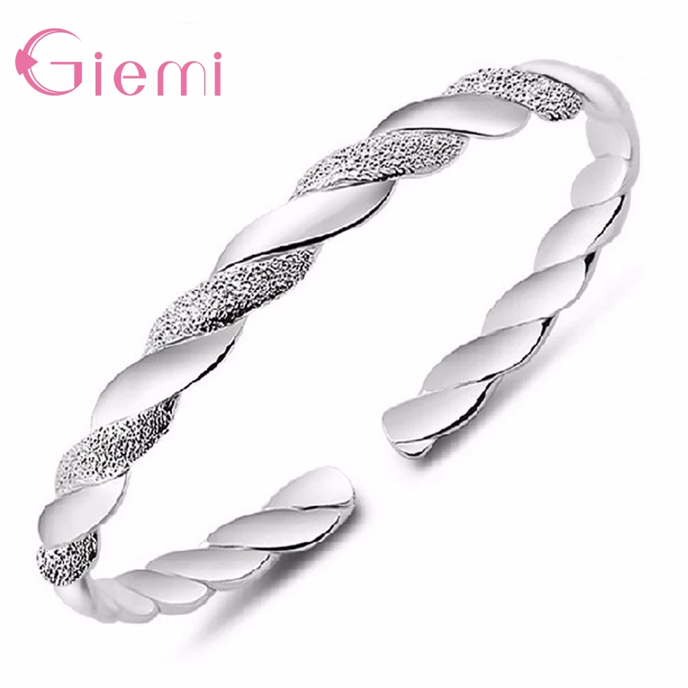 925 Sterling Silver Twining Scrub&Smooth Open Bangle Cuff Bracelet Fashion Female Silver Jewelry Bangle Women Girl Best Gifts
925 Sterling Silver Twining Scrub&Smooth Open Bangle Cuff Bracelet Fashion Female Silver Jewelry Bangle Women Girl Best Gifts