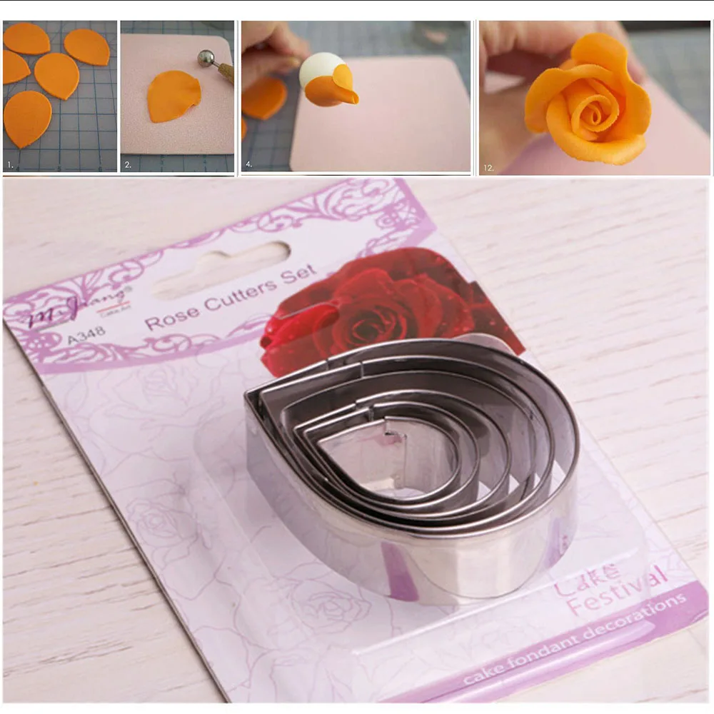6pcs/set Stainless Steel Cake Fondant Molds Rose Flower Metal Cookie Cutters Set Christmas Cooking Cake Decorating Tools A348
6pcs/set Stainless Steel Cake Fondant Molds Rose Flower Metal Cookie Cutters Set Christmas Cooking Cake Decorating Tools A348