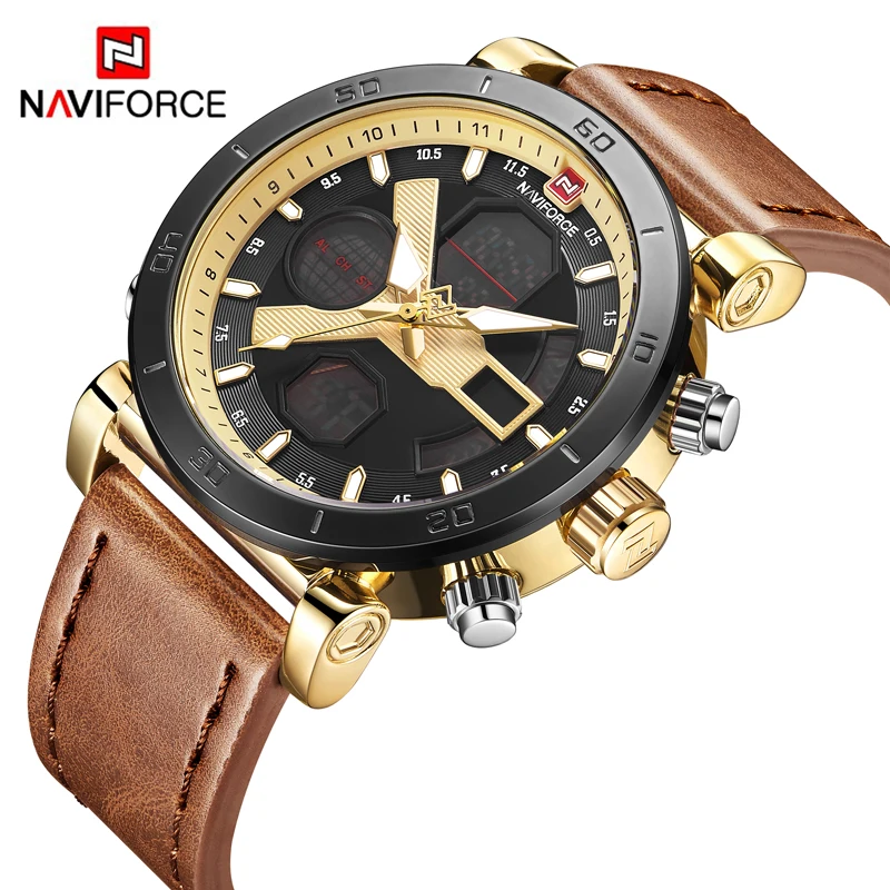 Часы наручные Naviforce мужские спортивные с кожаным ремешком, роскошные брендовые светодиодсветодиодный Цифровые кварцевые в стиле милитари
Часы наручные Naviforce мужские спортивные с кожаным ремешком, роскошные брендовые светодиодсветодиодный Цифровые кварцевые в стиле милитари