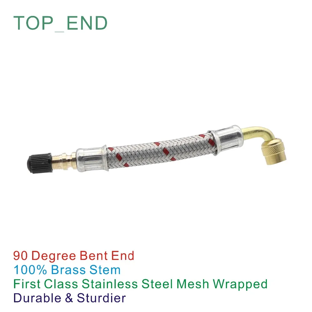 12 inch,90 Degree Bent End,Stainless Steel Mesh Wrapped,Flexible Rubber Valve Extension,Work w/ Tire Valve Directly
12 inch,90 Degree Bent End,Stainless Steel Mesh Wrapped,Flexible Rubber Valve Extension,Work w/ Tire Valve Directly