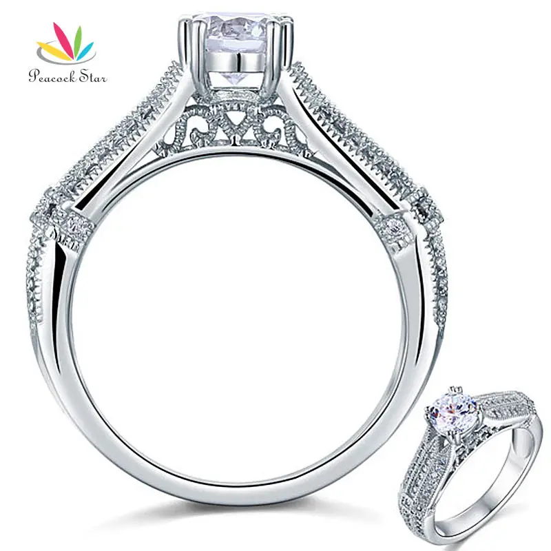 

Peacock Star Vintage Style 1 Ct Solid 925 Sterling Silver Bridal Wedding Promise Engagement Ring Jewelry CFR8109