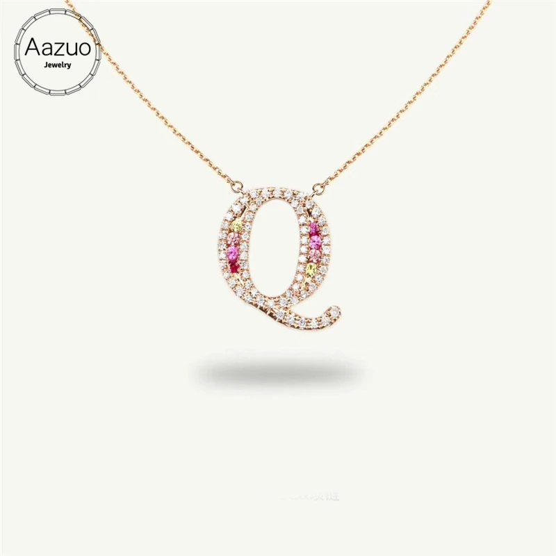 Aazuo 18K Rose Gold Natural Colour Gemstone Real Diamond Original Lucky Initial Letter Q Free Pendent Necklace gifted for Women
Aazuo 18K Rose Gold Natural Colour Gemstone Real Diamond Original Lucky Initial Letter Q Free Pendent Necklace gifted for Women