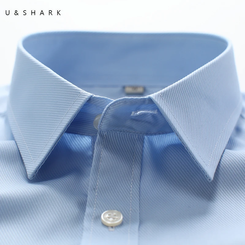 U & SHARK Мужская Базовая рубашка формальная деловая саржевая ткань легкая в уходе с