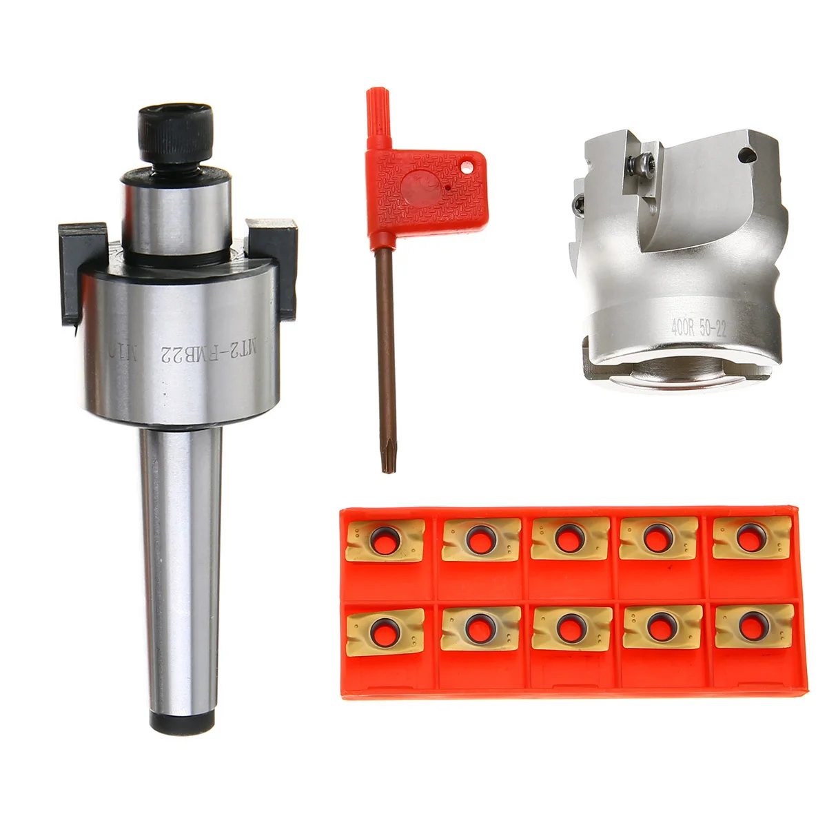 1pc 50mm MT2 400R Face End Mill Cutter 4 Flutes + 10pcs APMT1604 Carbide Inserts with Wrench For Milling Tool
1pc 50mm MT2 400R Face End Mill Cutter 4 Flutes + 10pcs APMT1604 Carbide Inserts with Wrench For Milling Tool