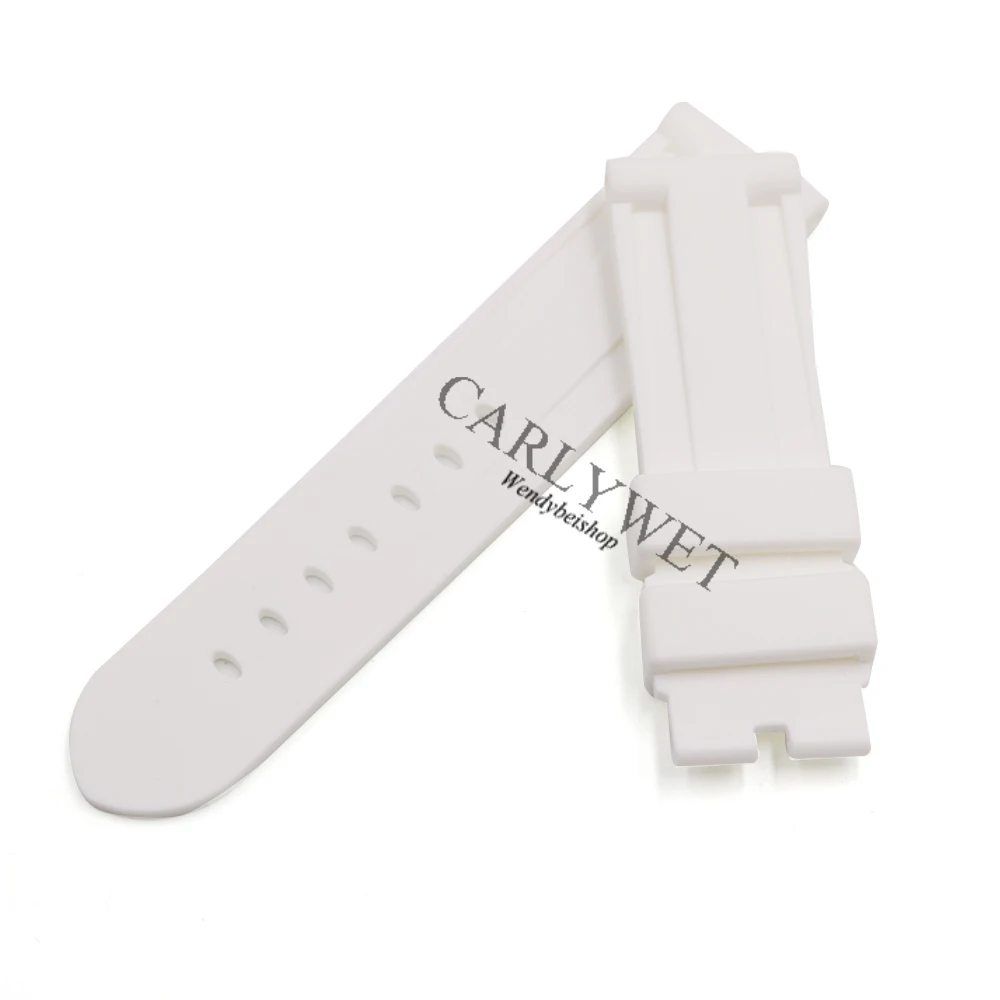 Ремешок CARLYWET 24 мм для мужских наручных часов белый водонепроницаемый