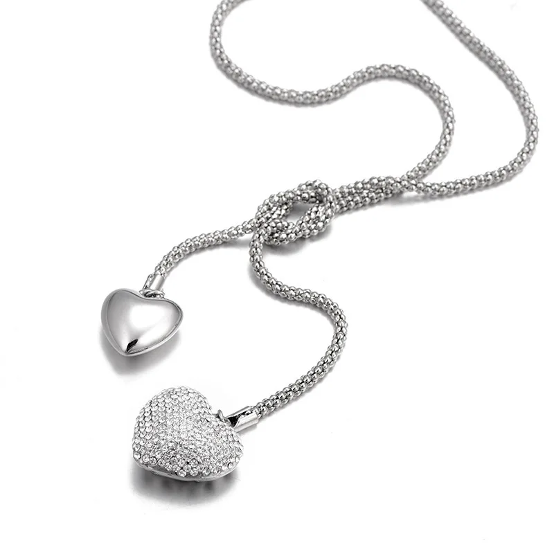 Женское ожерелье с подвеской в виде сердца Посеребренная цепочка кулоном