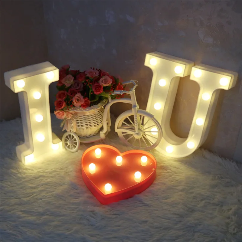 Светодиодный ночник с надписью I LOVE U в форме ангела сердца для романтического