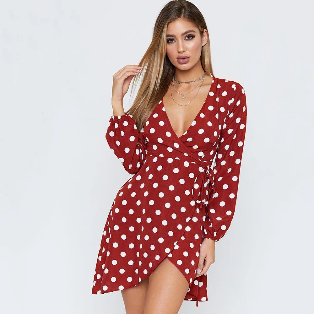 S-XL women v neck long sleeve mini dress casual leisure dot short dress sexy autumn spring brand dress
S-XL women v neck long sleeve mini dress casual leisure dot short dress sexy autumn spring brand dress