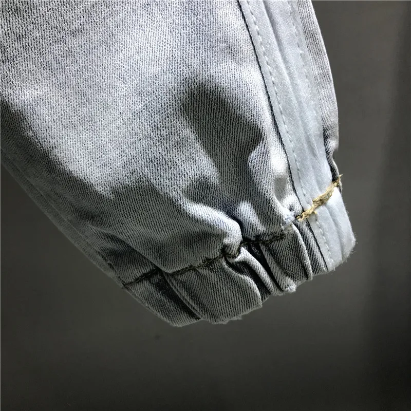 Женские джинсы с вышивкой свободные шаровары до щиколотки эластичным поясом