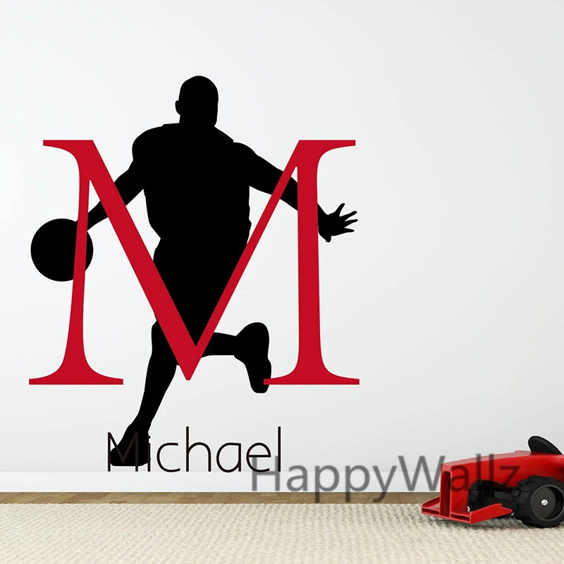 

Basketball Wall Sticker DIY Basketball Custom Name Wall Decal Personalized Name Sports Wall Stickers Kids Room C69-1