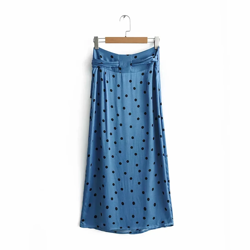 Синий горошек юбки в стиле бохо женские-s весенне-осенняя юбка миди женские