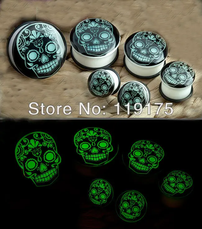 Free Shipping Glowing In the dark sugar skull ear piercing body jewelry mix gauges fashion ear plugs
Free Shipping Glowing In the dark sugar skull ear piercing body jewelry mix gauges fashion ear plugs