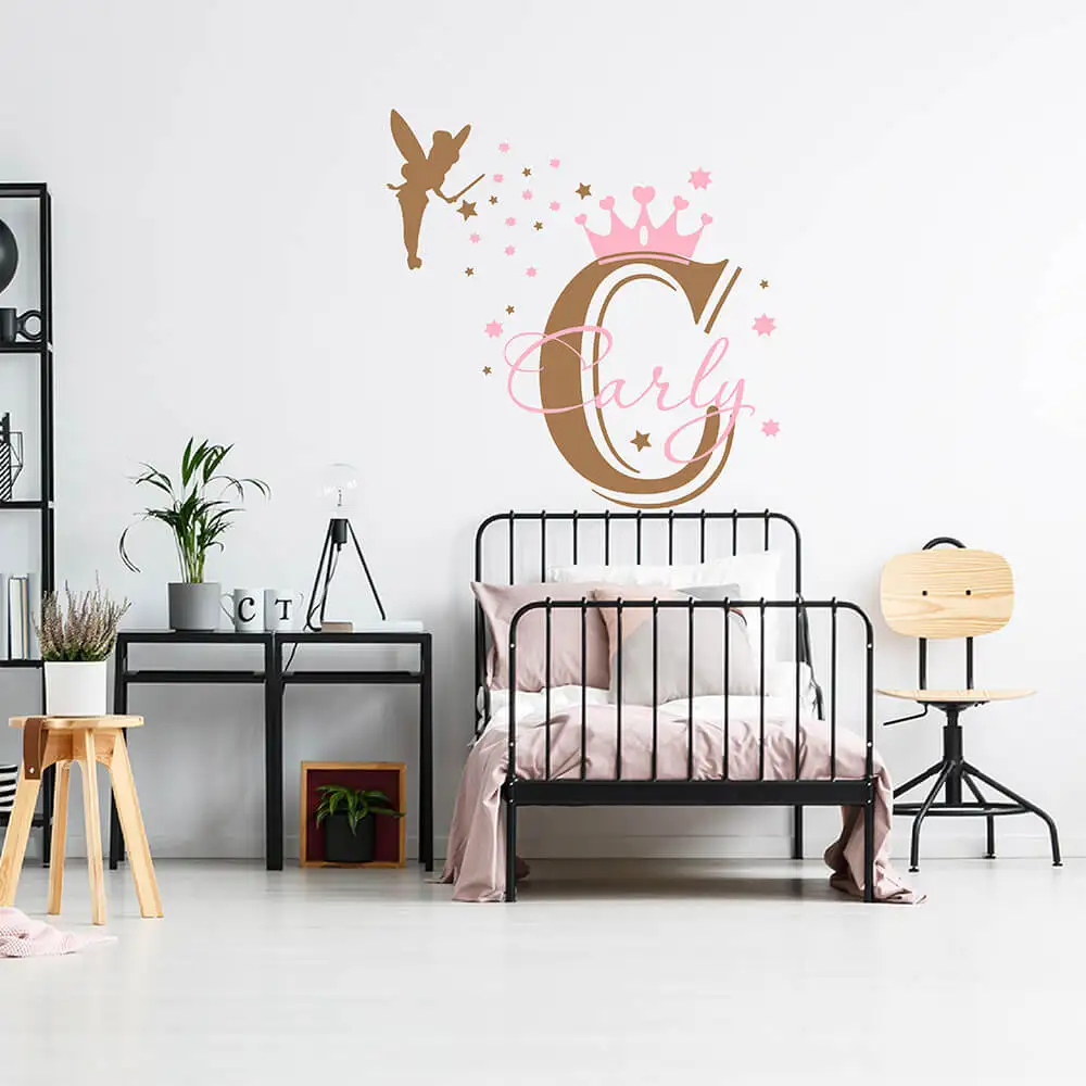 Girls Name with Princess Crown and Fairy Wall Sticker Girls Name with Princess Crown and Fairy Wall Decal for Nursery 842C 
Girls Name with Princess Crown and Fairy Wall Sticker Girls Name with Princess Crown and Fairy Wall Decal for Nursery 842C