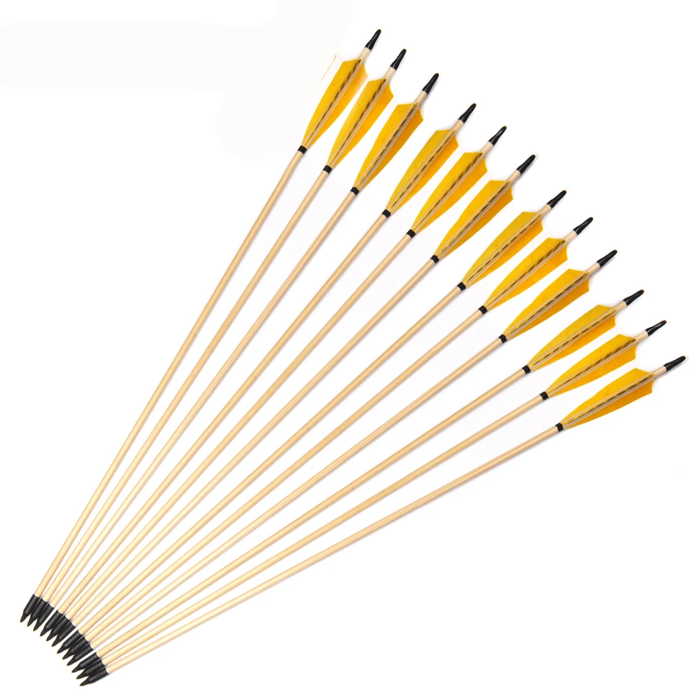 30 inch Wooden Arrow with White Pine Arrow Shafts and Yellow Turkey Feather for 20-70 lbs Bow Archery Shooting
30 inch Wooden Arrow with White Pine Arrow Shafts and Yellow Turkey Feather for 20-70 lbs Bow Archery Shooting