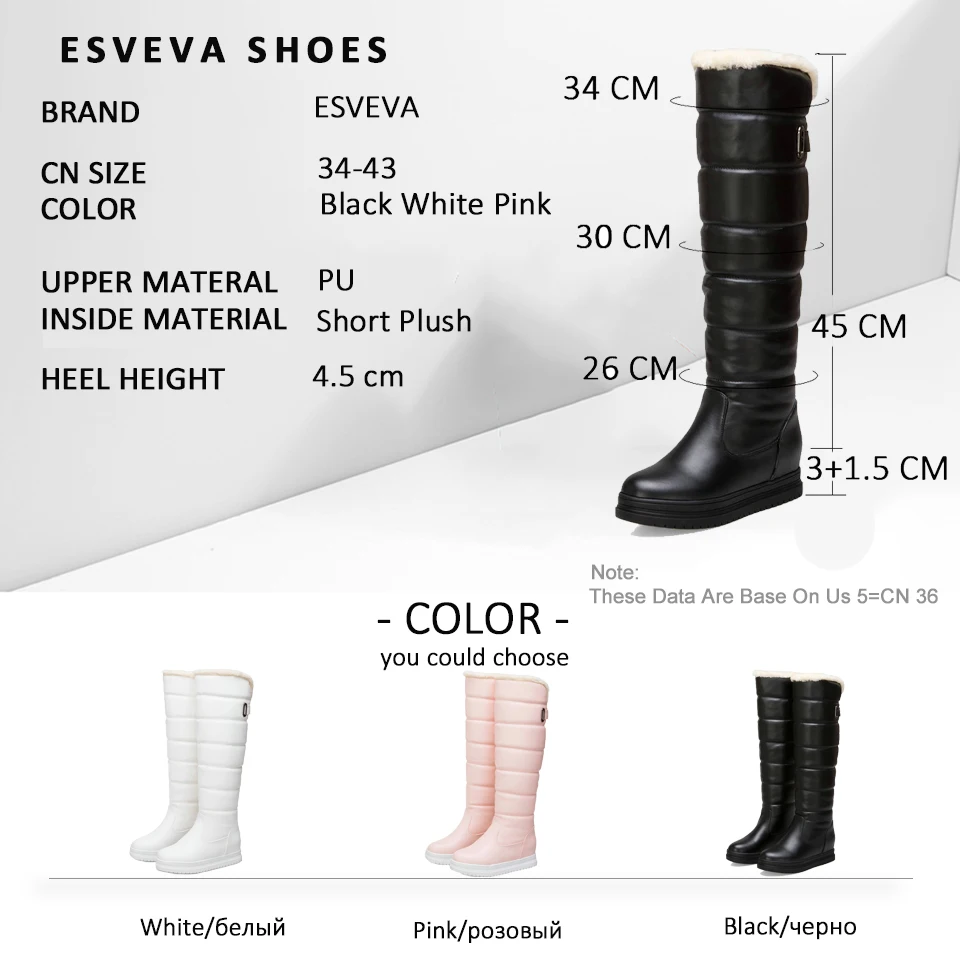 ESVEVA 2019 Women Shoes Slip on Knee-high Boots Round Toe Med Heels Short Plush Winter Boots Height Increasing Snow Boots 34-43
ESVEVA 2019 Women Shoes Slip on Knee-high Boots Round Toe Med Heels Short Plush Winter Boots Height Increasing Snow Boots 34-43