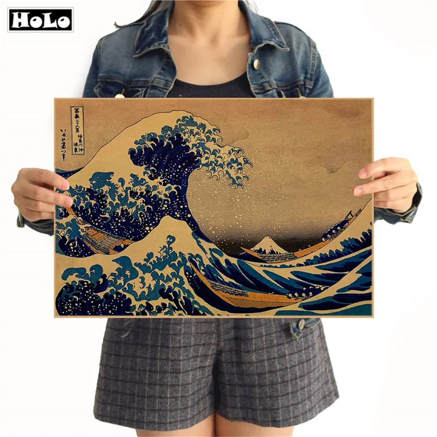 Япония Kanagawa Surf Винтаж крафт бумага плакат Бумага ремесла Ретро Настенные стикеры