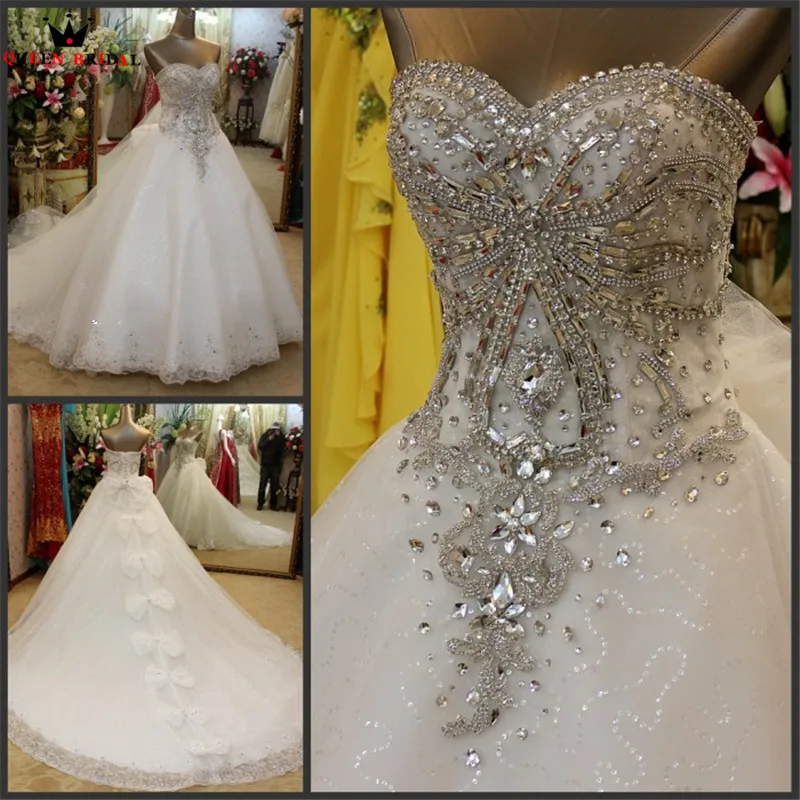 Real Photo Ball Gown Sweetheart Lace Crystal Beaded Diamond Luxury Formal Wedding Dresses 2021 New Custom Made XH60
Real Photo Ball Gown Sweetheart Lace Crystal Beaded Diamond Luxury Formal Wedding Dresses 2021 New Custom Made XH60