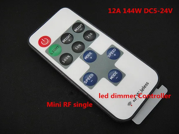 50pcs12A 144W DC5-24V Mini RF LED Controller Single Color With Wireless Remote Control Dimmer for5050 / 3528 Led StripLight
50pcs12A 144W DC5-24V Mini RF LED Controller Single Color With Wireless Remote Control Dimmer for5050 / 3528 Led StripLight