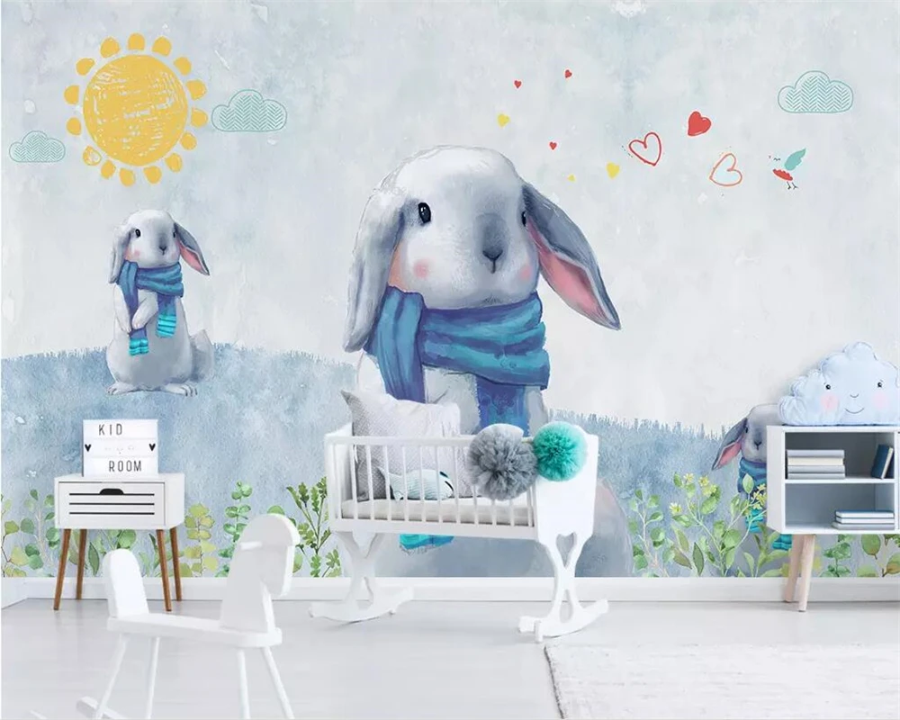 beibehang Custom wallpaper Nordic modern minimalist hand-painted cute rabbit children's room photo background wall paper mural
beibehang Custom wallpaper Nordic modern minimalist hand-painted cute rabbit children's room photo background wall paper mural