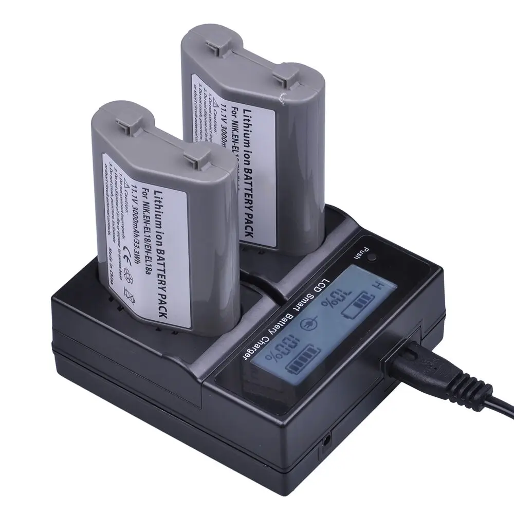1Pcs 3000mAh EN-EL18 EN-EL18A Battery+ Smart Rapid LCD Dual Charger for Nikon EN EL18 ENEL18 D4, D4S, D5, MB-D12, D800, D800E
1Pcs 3000mAh EN-EL18 EN-EL18A Battery+ Smart Rapid LCD Dual Charger for Nikon EN EL18 ENEL18 D4, D4S, D5, MB-D12, D800, D800E