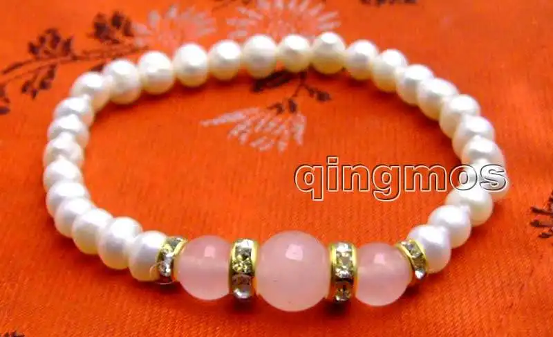 Qingmos 6-7mm Round Natural White Pearl Bracelet for Women with Pink Round Natural Jade Stone Bracelet 7.5" Jewelry Bra2908
Qingmos 6-7mm Round Natural White Pearl Bracelet for Women with Pink Round Natural Jade Stone Bracelet 7.5" Jewelry Bra2908
