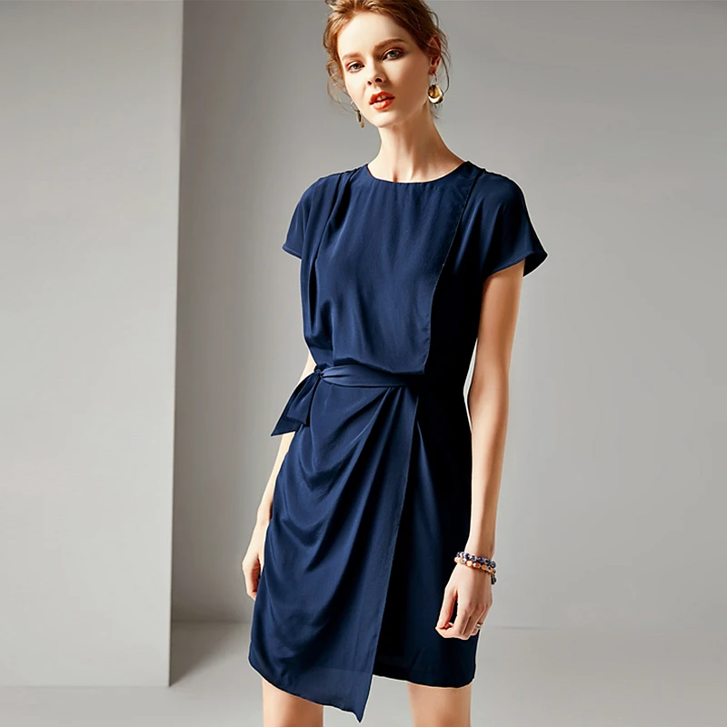 Dress Women 100% Silk Fabric Asymmetrical Design O Neck Short Sleeves High Waist Casual Style Dress New Fashion Spring 2019
Dress Women 100% Silk Fabric Asymmetrical Design O Neck Short Sleeves High Waist Casual Style Dress New Fashion Spring 2019