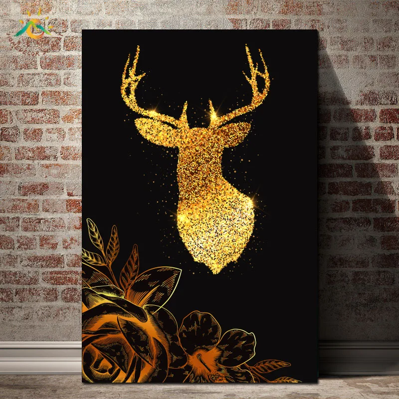 Abstract Gold Sika Deer Flower Wall Art Canvas Print Painting Vintage Posters and Prints Frame Wall Decorative Pictures
Abstract Gold Sika Deer Flower Wall Art Canvas Print Painting Vintage Posters and Prints Frame Wall Decorative Pictures