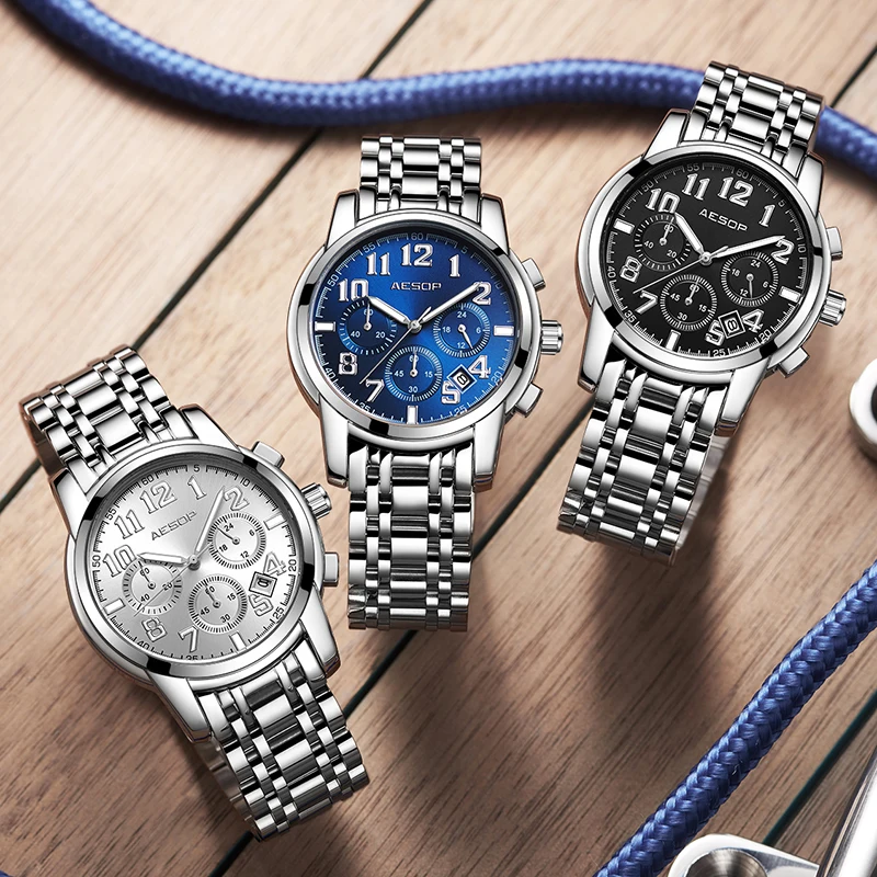 AESOP Men Quartz Watch Full steel Hot sale Luxury Casual Business Wristwatch Stainless Steel Fashion Blue relojes Masculine 2018
AESOP Men Quartz Watch Full steel Hot sale Luxury Casual Business Wristwatch Stainless Steel Fashion Blue relojes Masculine 2018