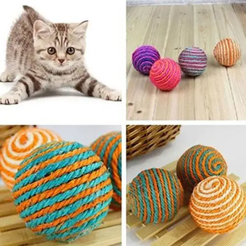 40# Cat Pet Sisal Rope Weave Ball Scratch Catch Toy Teaser Play Chewing Rattle Supplies | Дом и сад