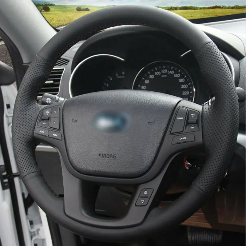 Top Leather Steering Wheel Hand-stitch on Wrap Cover For Kia Sorento 2009-2014 Kia Cadenza K7 2011-2015
Top Leather Steering Wheel Hand-stitch on Wrap Cover For Kia Sorento 2009-2014 Kia Cadenza K7 2011-2015