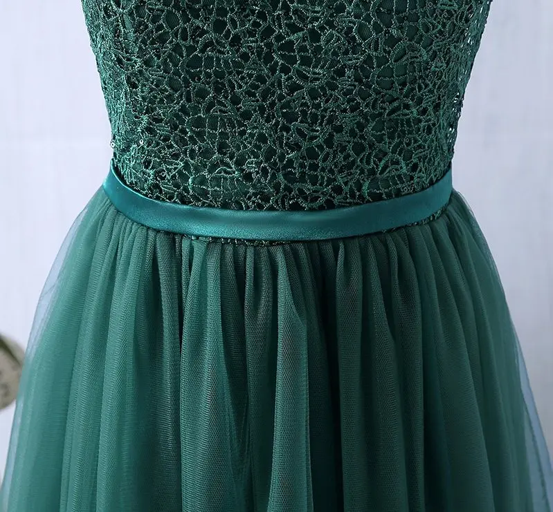 Vestido de festa торжественное вечернее платье 2019 зеленое из тюля с аппликацией для