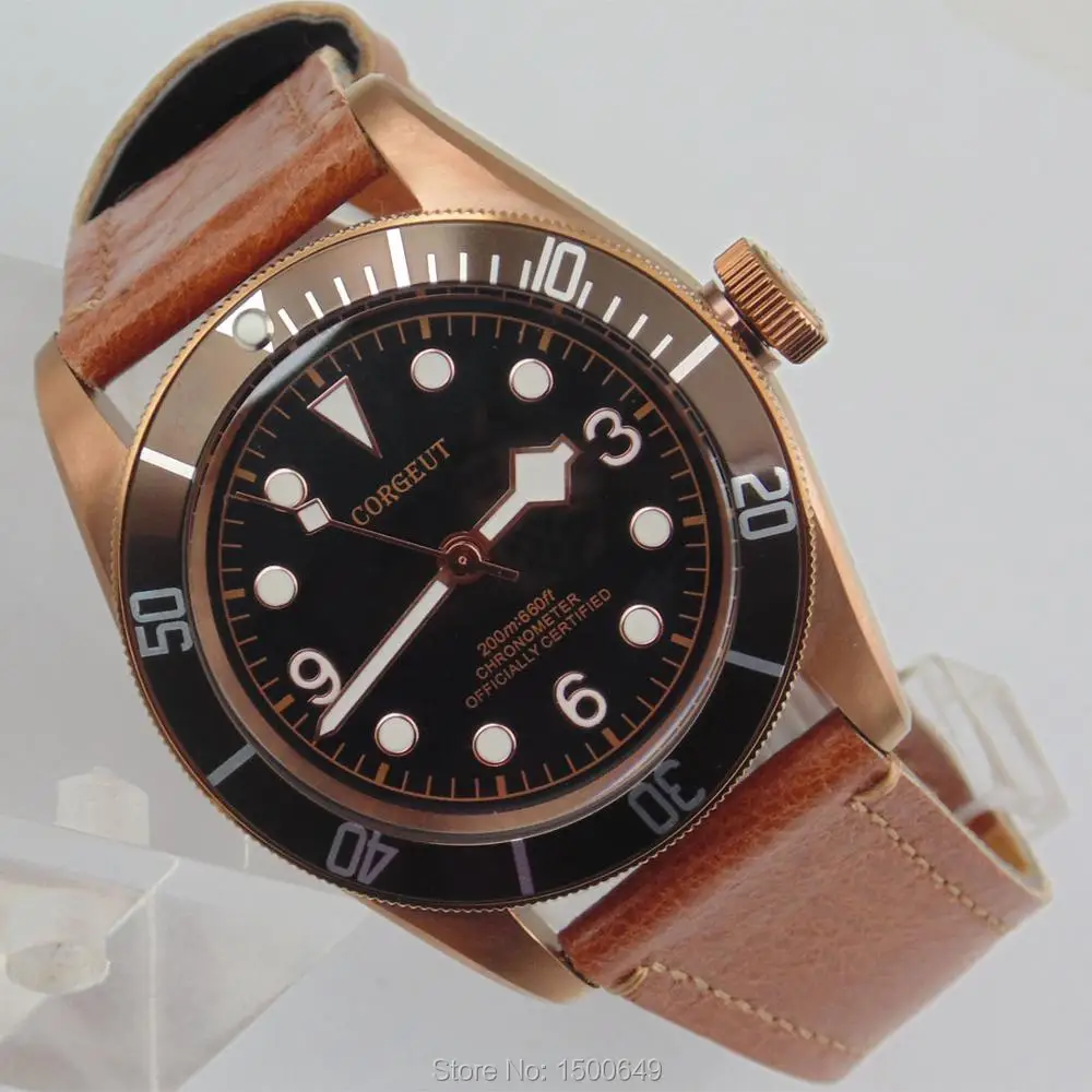 Corgeut 41mm steel watch case coffee bezel Black dial Sapphire Glass automatic movement Mens Watch
Corgeut 41mm steel watch case coffee bezel Black dial Sapphire Glass automatic movement Mens Watch