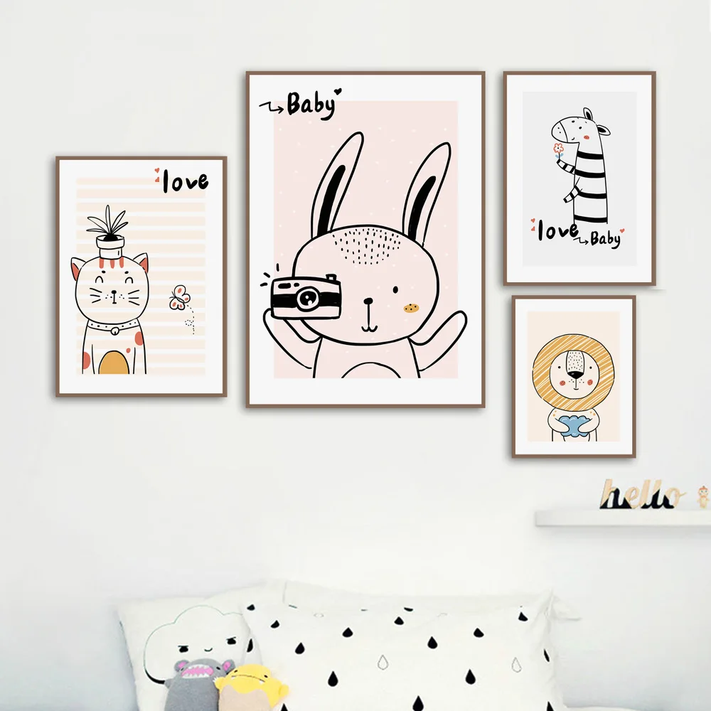 Cartoon Rabbit Cat Lion Giraffe Nursery Wall Art Canvas Printing Nordic Posters and Prints Wall Pictures Baby Kids Room Decor
Cartoon Rabbit Cat Lion Giraffe Nursery Wall Art Canvas Printing Nordic Posters and Prints Wall Pictures Baby Kids Room Decor