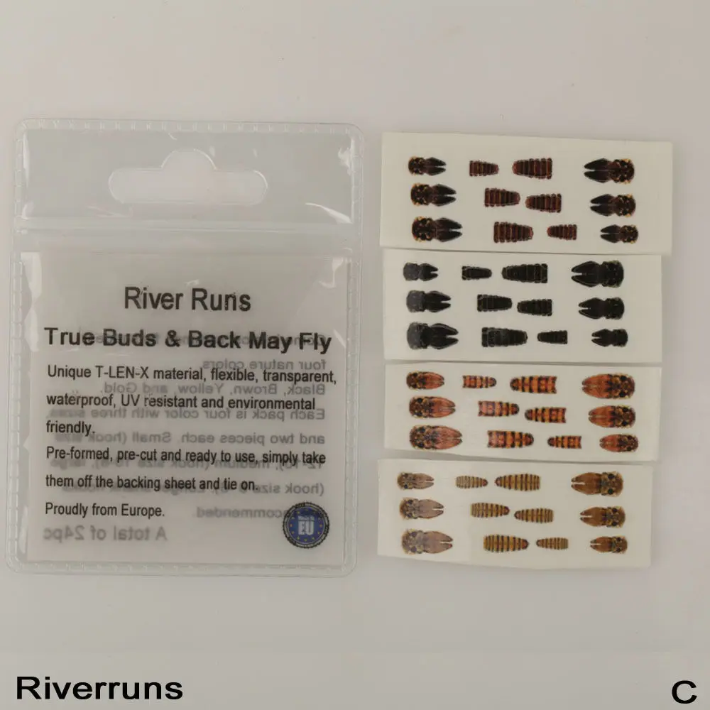 Riverruns реалистичные мух 24 шт./пакет может Нимфа мухи бутон сзади 4 цвета 3 Размеры
