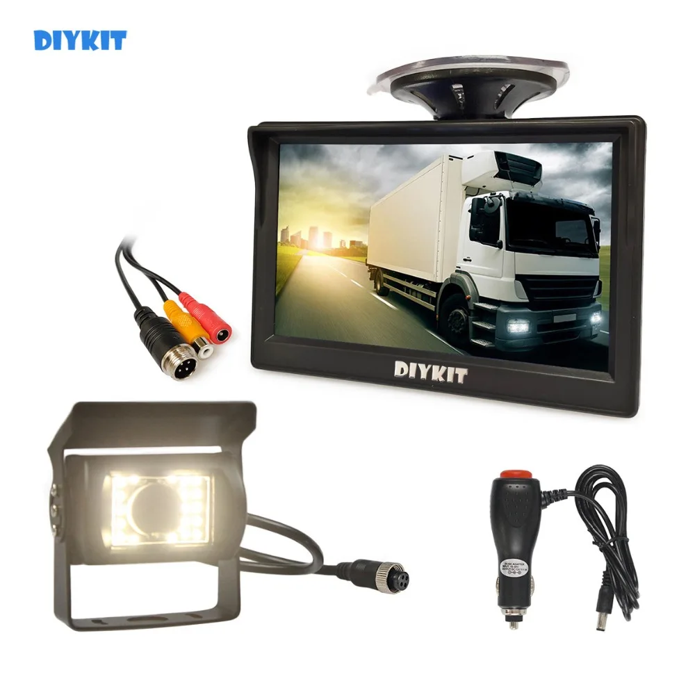 DIYKIT 5" 4PIN Reverse Rear View Car Monitor Waterproof LED Night Vision Backup Bus Truck CCD Camera free Car Charger
DIYKIT 5" 4PIN Reverse Rear View Car Monitor Waterproof LED Night Vision Backup Bus Truck CCD Camera free Car Charger