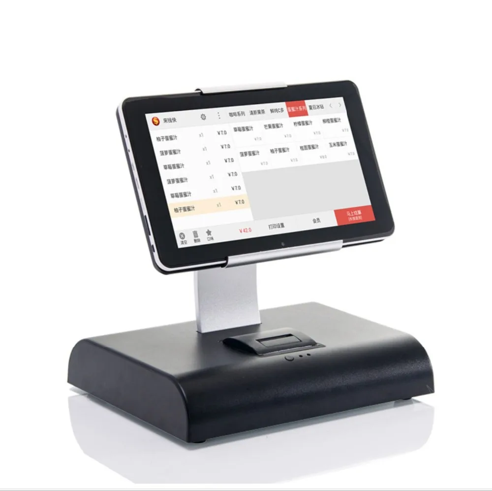 10 дюймовый сенсорный экран android pos система с термальным принтером и бесплатным
